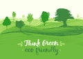 Drawn vector illustration green background eco Royalty Free Stock Photo