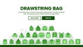 Drawstring Bag Travel Landing Header Vector