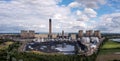 Aerial landscape view of Drax Power Station with coal stack Royalty Free Stock Photo