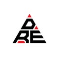 DRE triangle letter logo design with triangle shape. DRE triangle logo design monogram. DRE triangle vector logo template with red Royalty Free Stock Photo