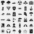 Dreadful disaster icons set, simple style