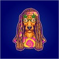 Dreadlock dog breed free spirited hippie lifestyle illustrations