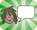 Dreadlocks face with speech bubble