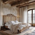 Dream of a bedroom that combines the rustic charm of natural wood elements