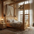 Dream of a bedroom that combines the rustic charm of natural wood elements