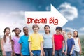 Dream big against sunny landscape Royalty Free Stock Photo