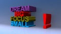 Dream big focus small on blue