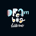 Dream Big Little One. Hand drawn modern typography lettering text. Vector illustration. Royalty Free Stock Photo