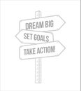 dream big, set, goals, take action multiple destination Royalty Free Stock Photo