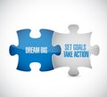 dream big, set, goals, take action puzzle pieces