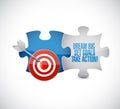 dream big, set, goals, take action target puzzle pieces