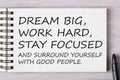 Dream big, work hard, stay focused and surround yourself with go