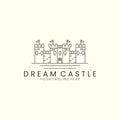 dream castle with line style logo icon template design. fantasy, world, star, moon vector illustration Royalty Free Stock Photo