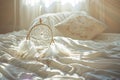 A dream catcher adorns the bed, adding a touch of comfort and charm to the room Royalty Free Stock Photo