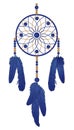 Dream catcher with blue feathers