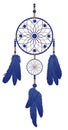 Dream catcher with blue feathers