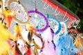 Dream catcher on the bright background.Dream catcher is native american cultures handmade willow hoop, on which is woven a net or