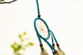 Dream catcher close-up on a white sky background. Blurred background Royalty Free Stock Photo