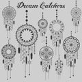 Dream catcher dreamcatcher aztec feather tribal vector patterned set with decoration. Native american illustration