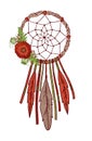 Dream catcher with feathers and flowers Royalty Free Stock Photo