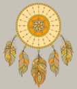 Dream catcher on gray background Royalty Free Stock Photo