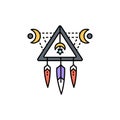 Dream catcher line icon. Isolated vector element. Royalty Free Stock Photo