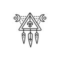 Dream catcher line icon. Isolated vector element. Royalty Free Stock Photo