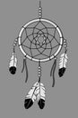 Dream catcher, outline and greyscale illustration