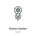 Dream catcher outline vector icon. Thin line black dream catcher icon, flat vector simple element illustration from editable Royalty Free Stock Photo