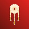 Dream catcher sign. Golden gradient Icon with contours on redish Background. Illustration.