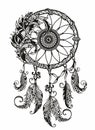 Black and white dream catcher. Vector illustration Royalty Free Stock Photo