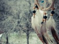 Dream catcher on a winter forest