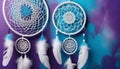 Dream catchers with blue and purple background.