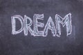 Dream. Chalk lettering on blackboard. Multi colored inscription Royalty Free Stock Photo