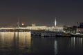 Dream city between asia and european continents. full moon and city view from istanbul Royalty Free Stock Photo