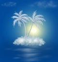 Dream cloud island with palms