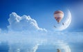 Dream come true concept - hot air balloon in blue sky Royalty Free Stock Photo