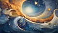 Dream Currents Ã¢â¬â Celestial Ocean Flow in Starry Nightscape Royalty Free Stock Photo