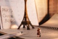 Dream Destination for Elderly People in Retirement Life. Travel in Paris, France. a Miniature Tourist Senior Couple Walking at the