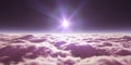 dream fly above clouds ray light Royalty Free Stock Photo