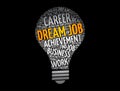 Dream job light bulb word cloud, business concept background Royalty Free Stock Photo