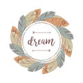Dream lettering feathers frame