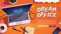 Dream office website with workspace with laptop