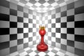 Dream of pawn. Loneliness (gold pawn-chess metaphor). 3D illustration render. Free space for text.