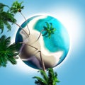 Dream planet with coconut trees and sandy beach Royalty Free Stock Photo