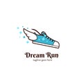 Dream run shoe with wing logo icon template