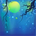 Dream in summer night , fantasy illustration. Royalty Free Stock Photo