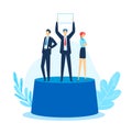 Dream team work leader woman business man, individual success, successful collection, design, cartoon style vector Royalty Free Stock Photo