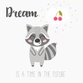 A dream is a time in the future. Motivation phrase. Cute postcard. Inspirational quote. Hand drawn lettering