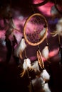 Dreamcatcher against a background of purple sunset dark